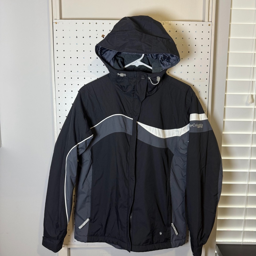 Columbia‎ Vertex Ski Jacket Women's Small Black Gray Fleece Lined Hooded Winter